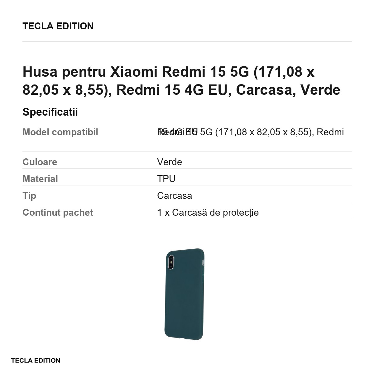 Husa Matt TPU forest pentru Xiaomi Redmi 15 5G, Redmi 15 4G EU, Carcasa, Verde [2]