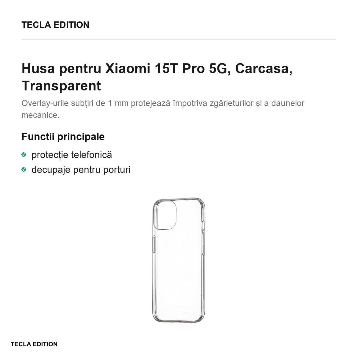Husa Slim 1 mm pentru Xiaomi 15T Pro 5G, Carcasa, Transparent [1]
