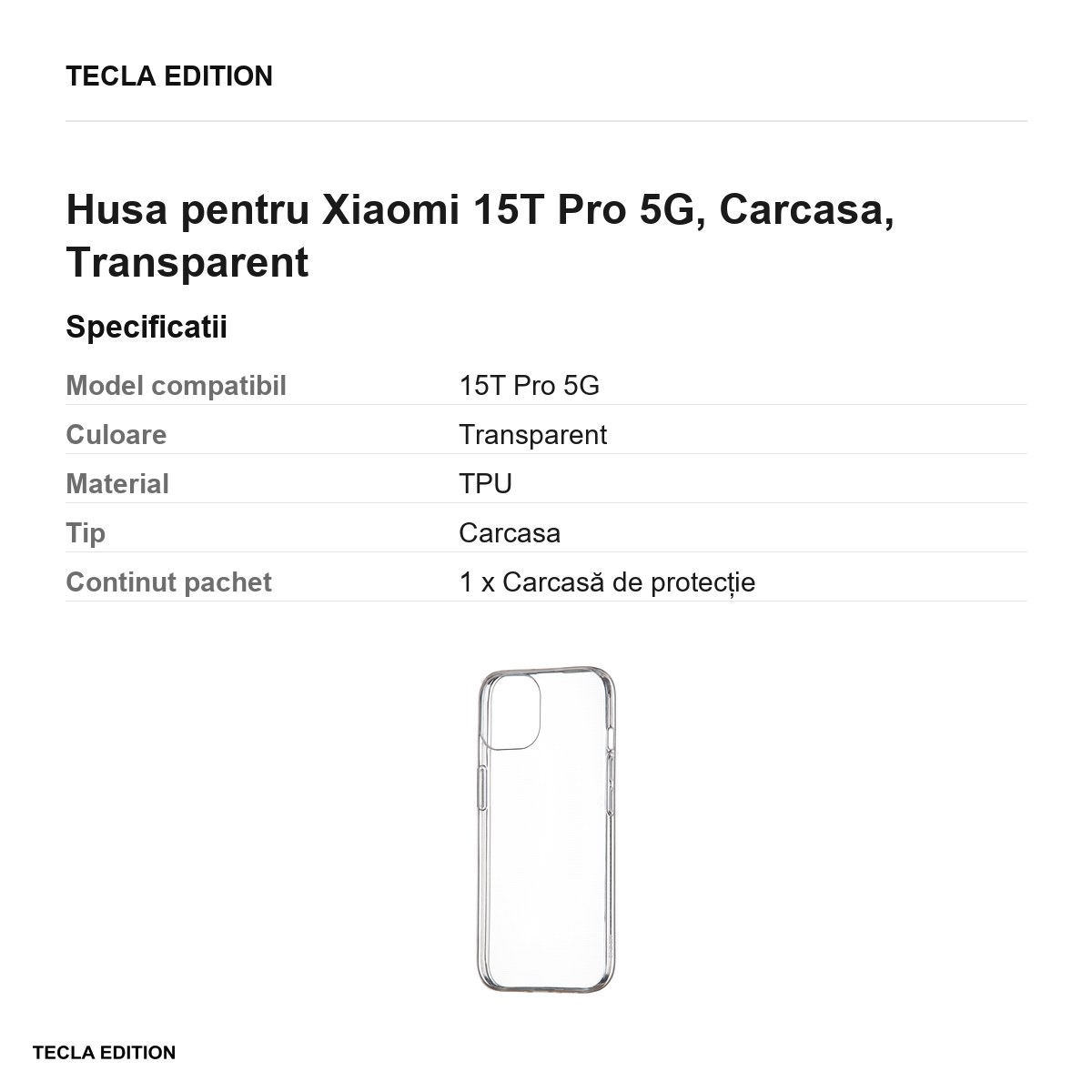 Husa Slim 1 mm pentru Xiaomi 15T Pro 5G, Carcasa, Transparent [2]