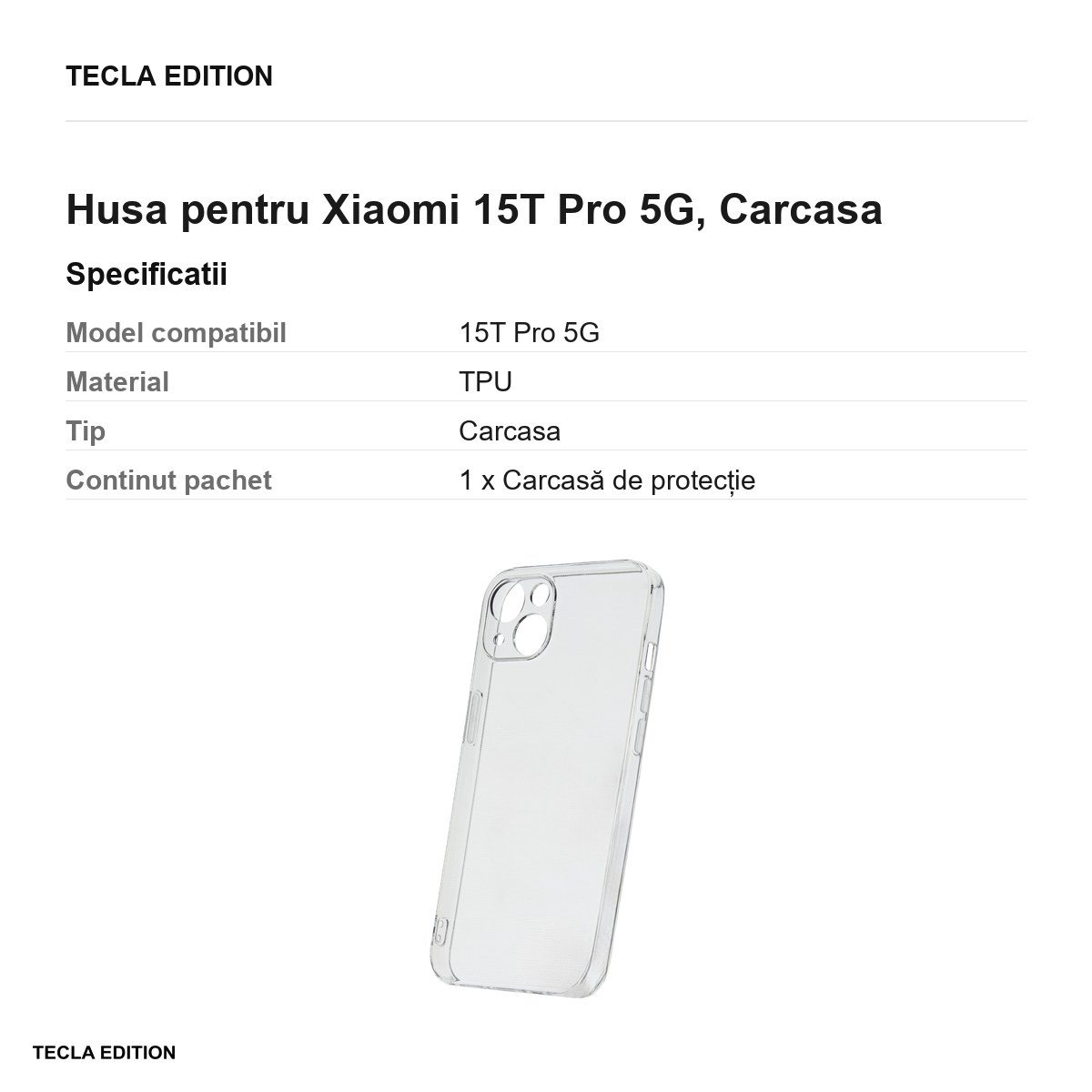 Husa Slim 2 mm pentru Xiaomi 15T Pro 5G, Carcasa, Transparent [2]
