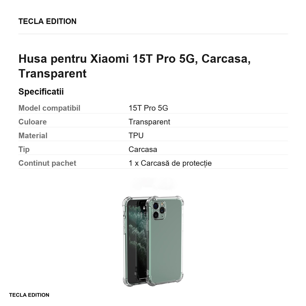 Husa Anti Shock 1,5 mm pentru Xiaomi 15T Pro 5G, Carcasa, Transparent [2]