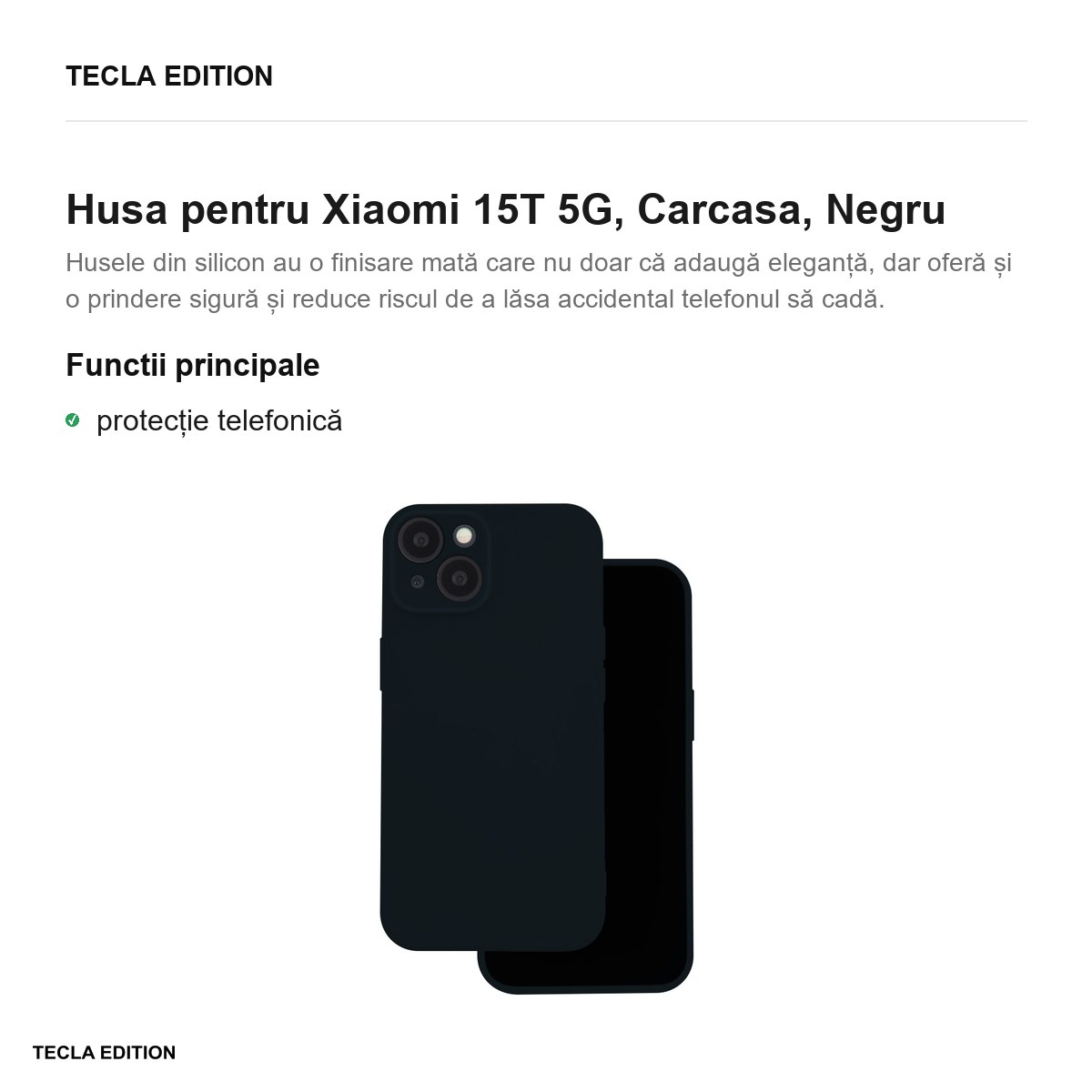 Husa Silicon pentru Xiaomi 15T 5G, Carcasa, Negru [1]