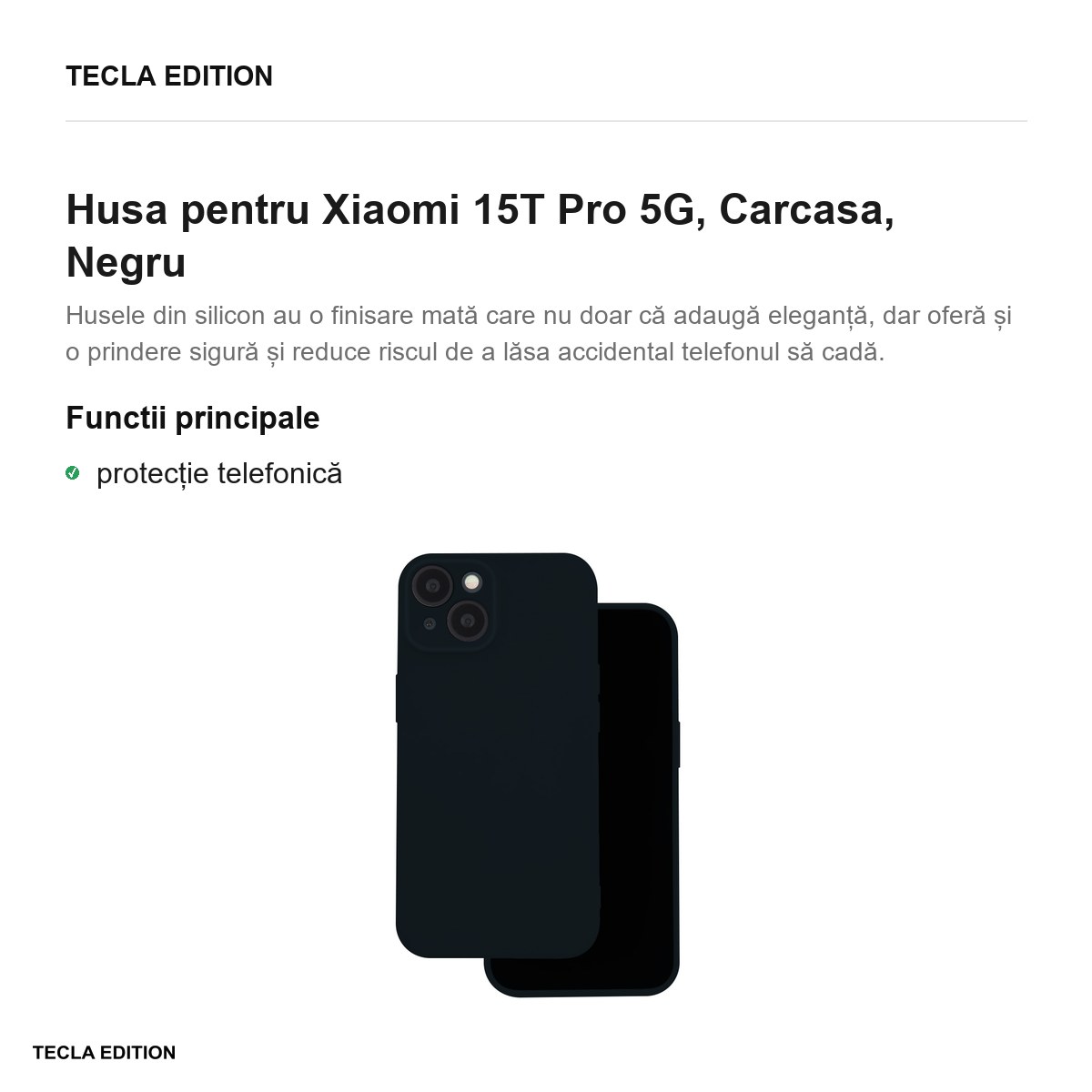 Husa Silicon pentru Xiaomi 15T Pro 5G, Carcasa, Negru [1]
