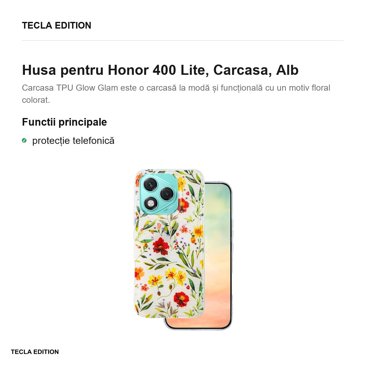 Husa Glow Glam pentru Honor 400 Lite, Carcasa, Alb [1]