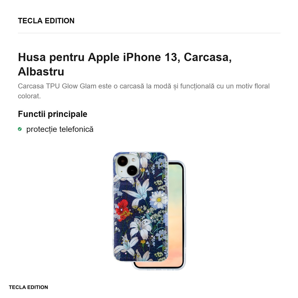 Husa Glow Glam pentru Apple iPhone 13, Carcasa, Albastru [1]