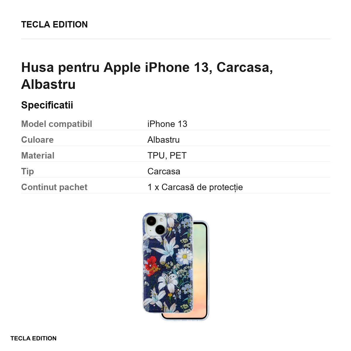 Husa Glow Glam pentru Apple iPhone 13, Carcasa, Albastru [2]