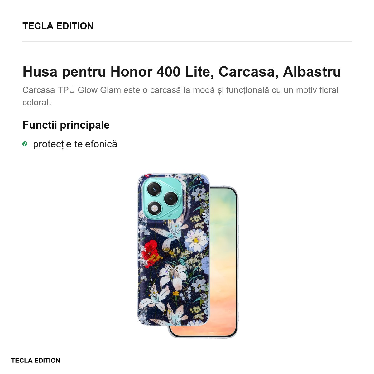 Husa Glow Glam pentru Honor 400 Lite, Carcasa, Albastru [1]