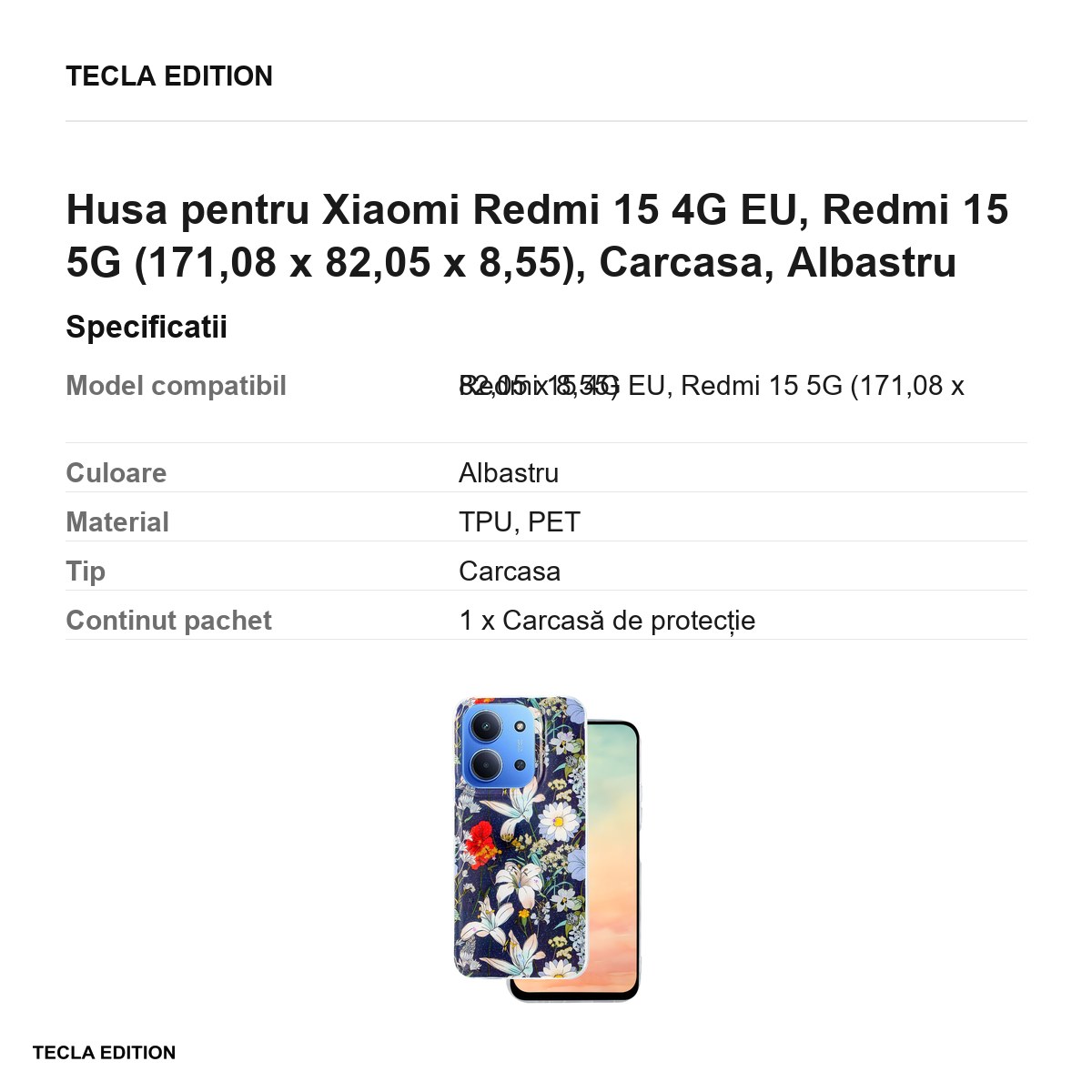 Husa Glow Glam pentru Xiaomi Redmi 15 4G EU, Redmi 15 5G, Carcasa, Albastru [2]
