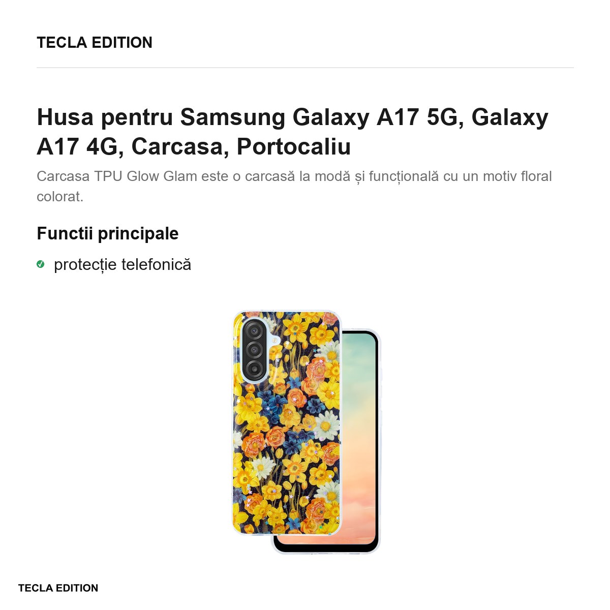 Husa Glow Glam pentru Samsung Galaxy A17 5G, Galaxy A17 4G, Carcasa, Portocaliu [1]