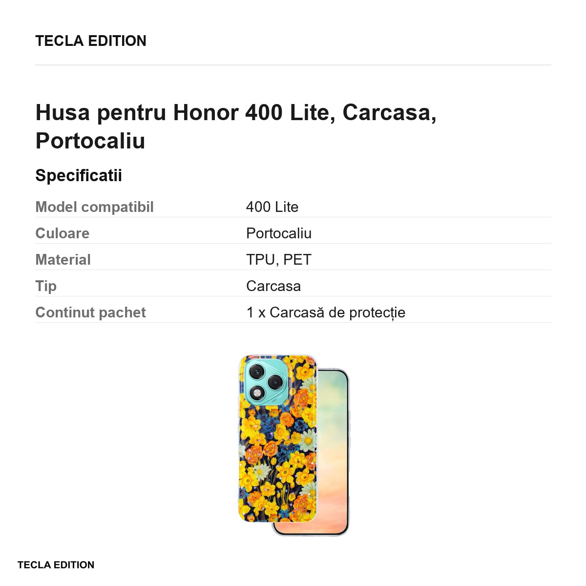 Husa Glow Glam pentru Honor 400 Lite, Carcasa, Portocaliu [2]