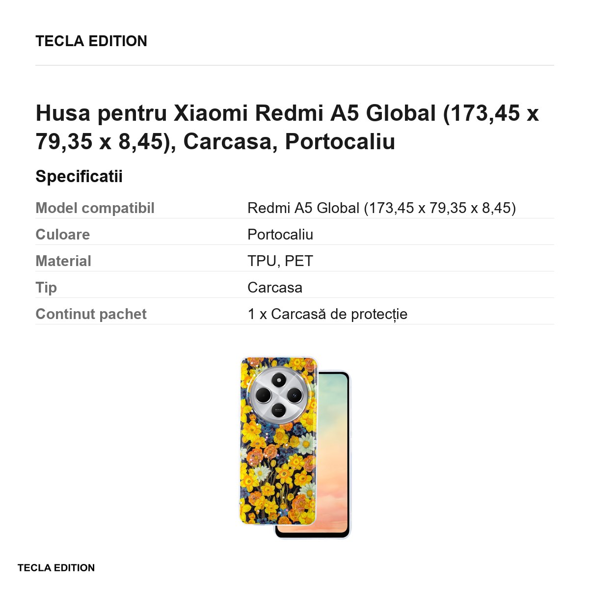 Husa Glow Glam pentru Xiaomi Redmi A5 Global, Carcasa, Portocaliu [2]