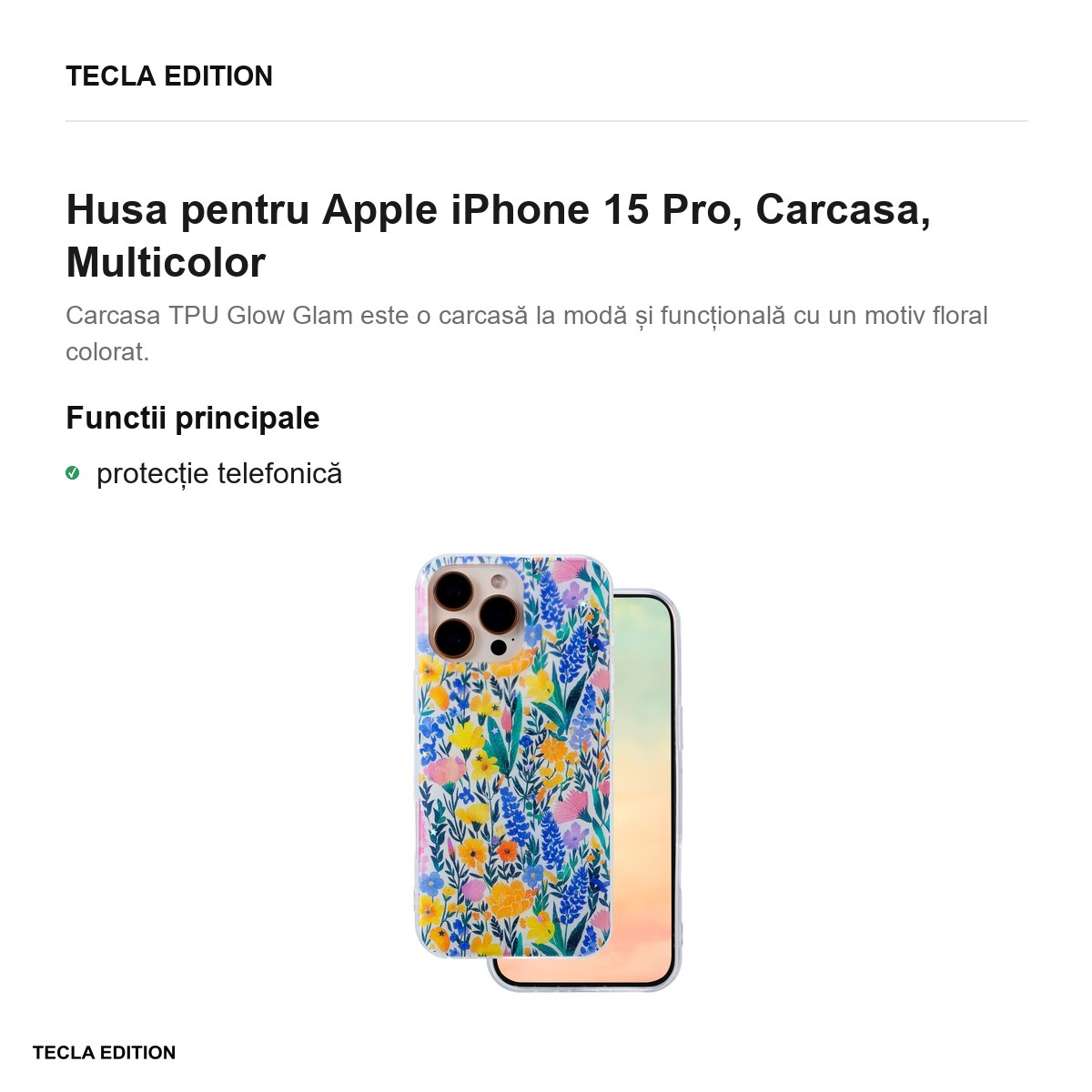 Husa Glow Glam rustic pentru Apple iPhone 15 Pro, Carcasa, Multicolor [1]