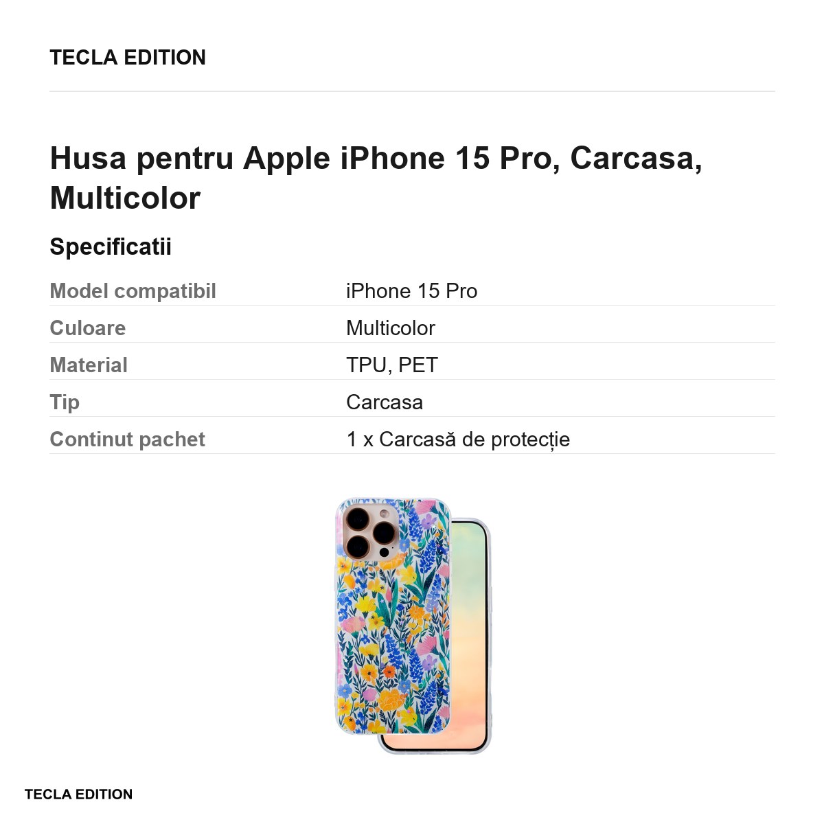 Husa Glow Glam rustic pentru Apple iPhone 15 Pro, Carcasa, Multicolor [2]