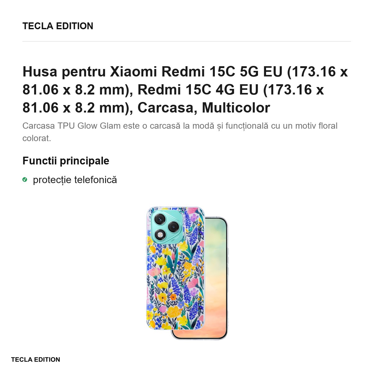 Husa Glow Glam rustic pentru Xiaomi Redmi 15C 5G EU, Redmi 15C 4G EU, Carcasa, Multicolor [1]