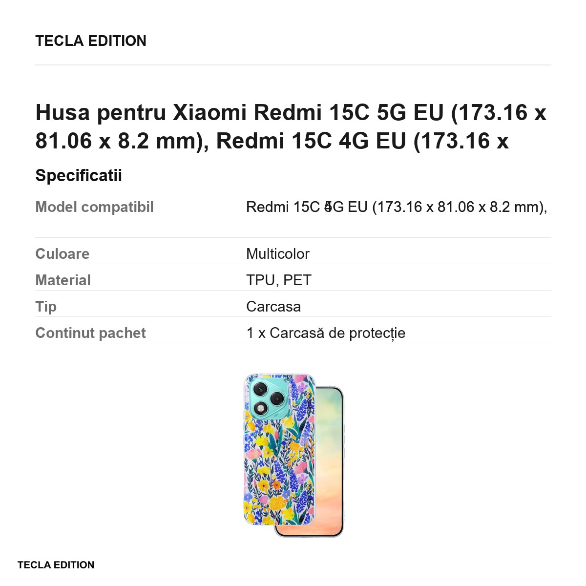 Husa Glow Glam rustic pentru Xiaomi Redmi 15C 5G EU, Redmi 15C 4G EU, Carcasa, Multicolor [2]