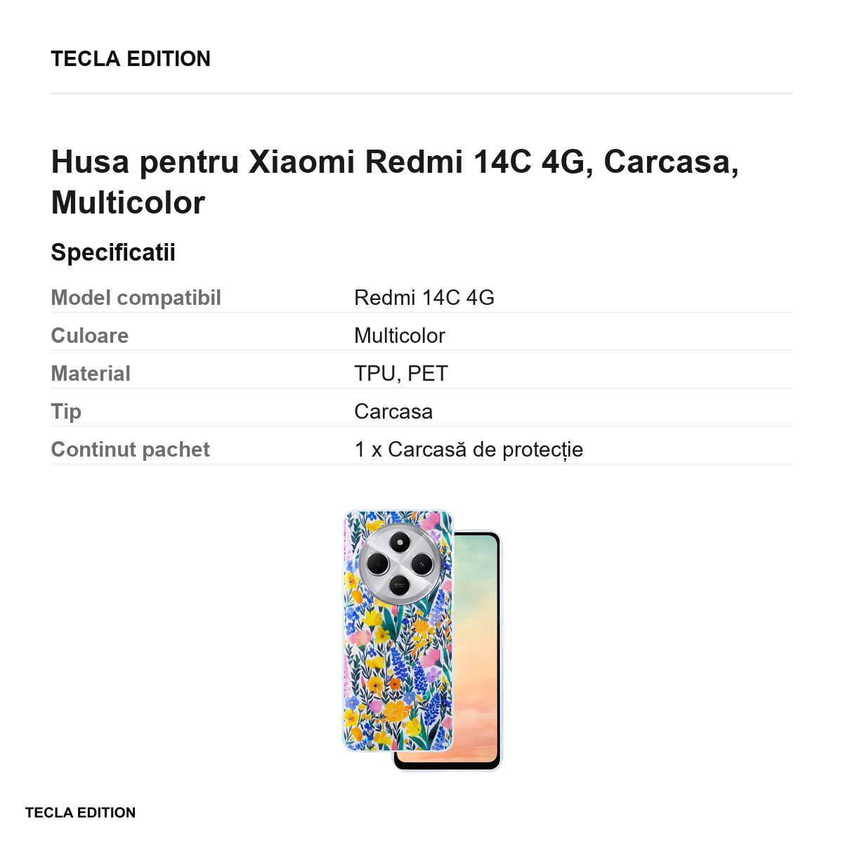 Husa Glow Glam rustic pentru Xiaomi Redmi 14C 4G, Carcasa, Multicolor [2]
