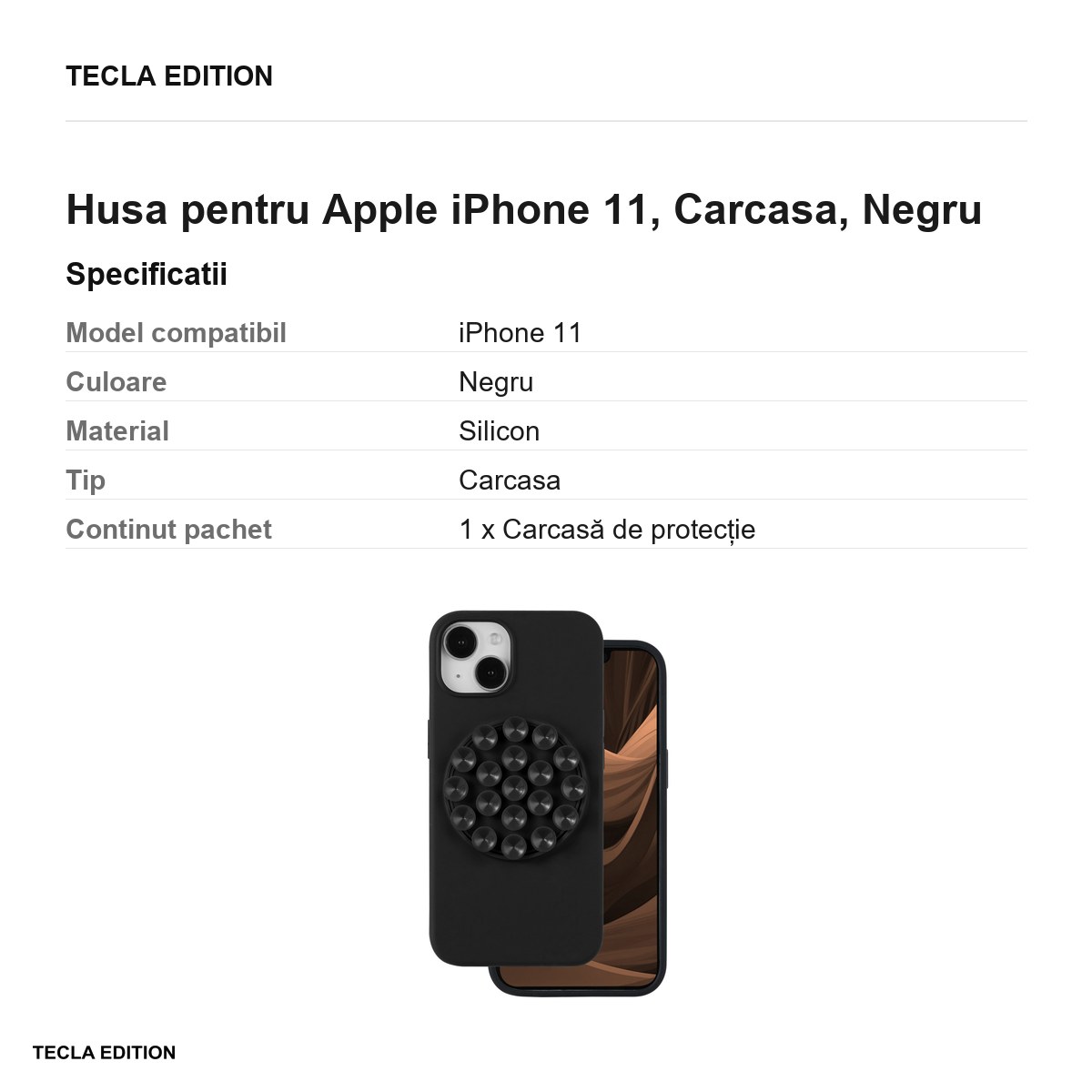 Husa Silicone Stick pentru Apple iPhone 11, Carcasa, Negru [2]