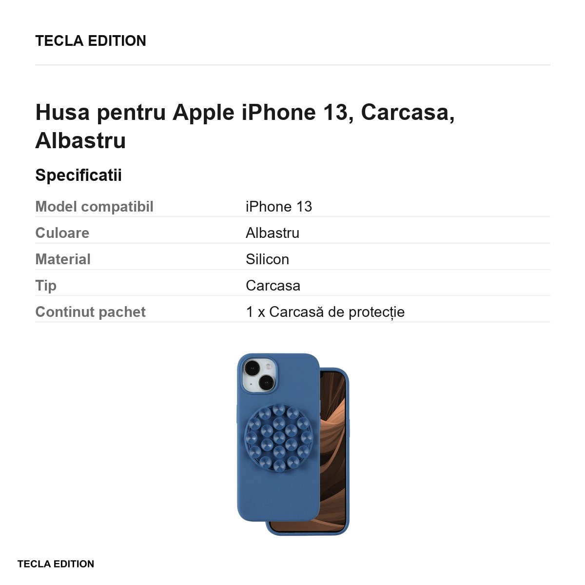 Husa Silicone Stick pentru Apple iPhone 13, Carcasa, Albastru [2]