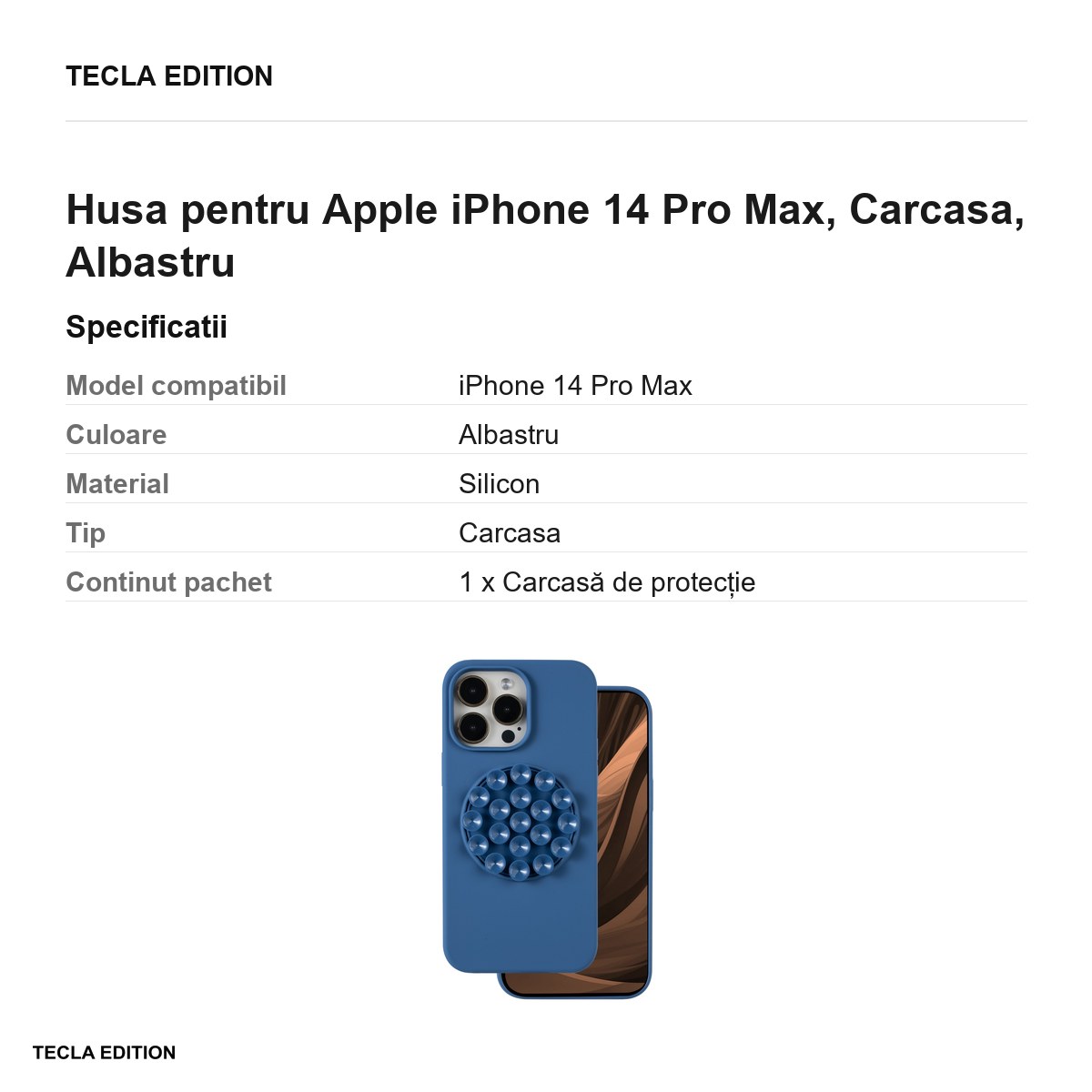 Husa Silicone Stick pentru Apple iPhone 14 Pro Max, Carcasa, Albastru [2]