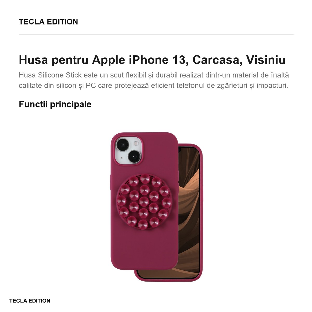 Husa Silicone Stick maroon pentru Apple iPhone 13, Carcasa, Visiniu [1]
