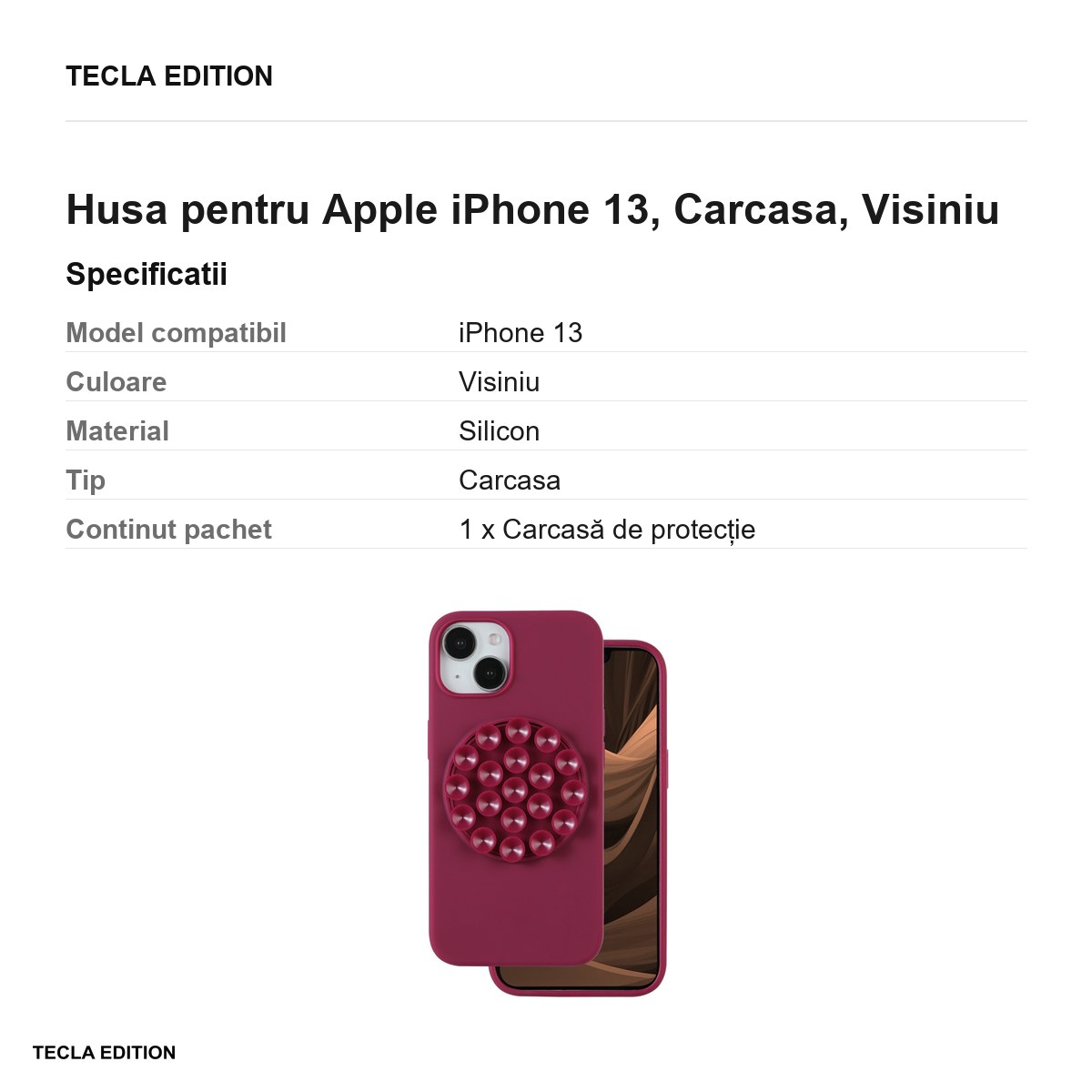 Husa Silicone Stick maroon pentru Apple iPhone 13, Carcasa, Visiniu [2]