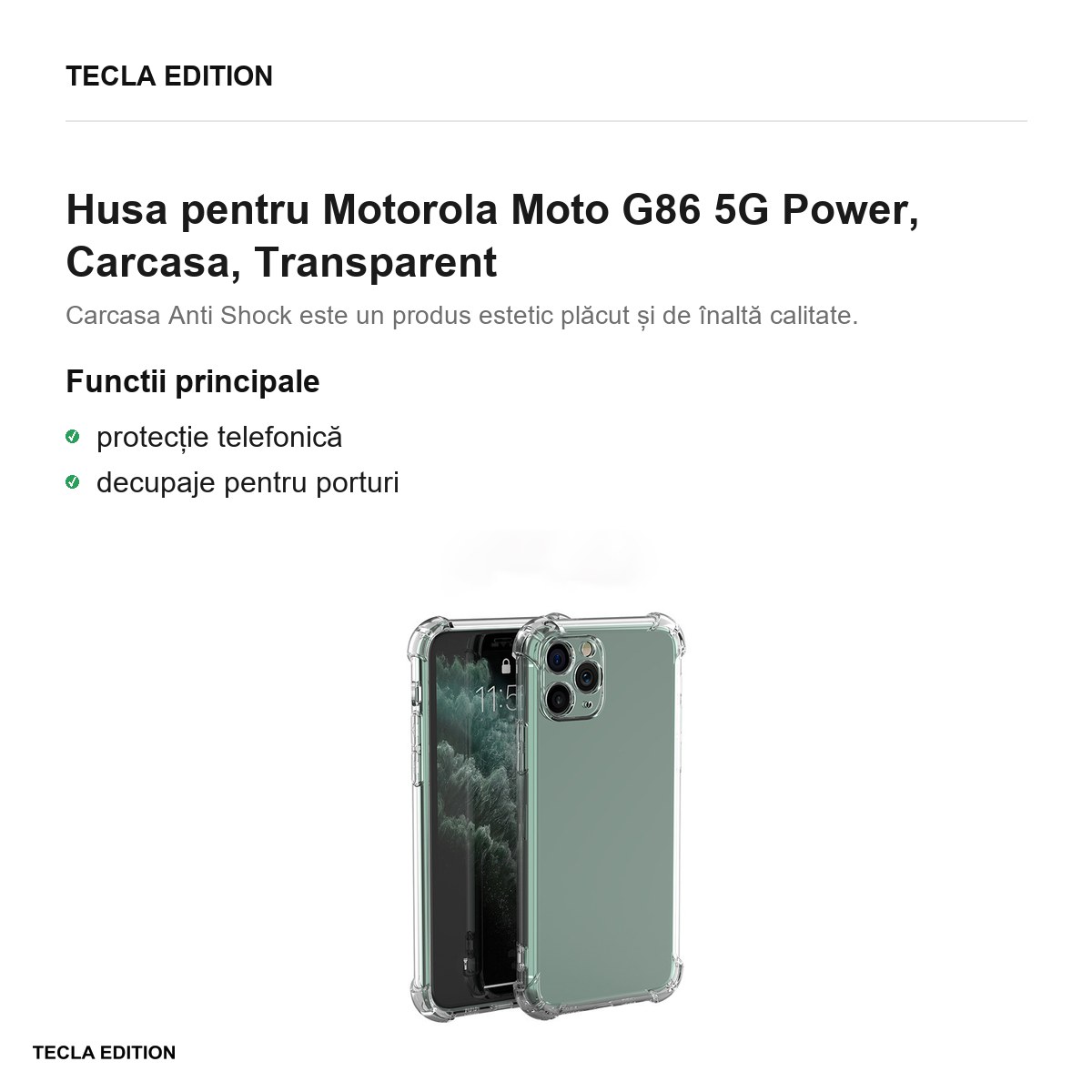 Husa Anti Shock 1,5 mm pentru Motorola Moto G86 5G Power, Carcasa, Transparent [1]