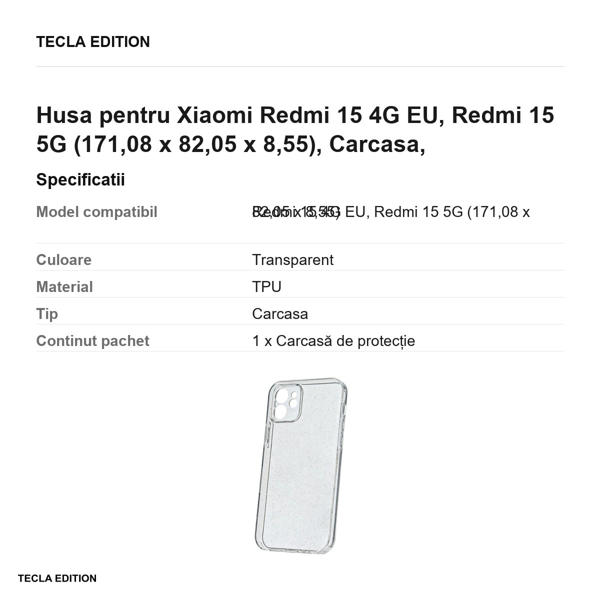 Husa Shine pentru Xiaomi Redmi 15 4G EU, Redmi 15 5G, Carcasa, Transparent [2]