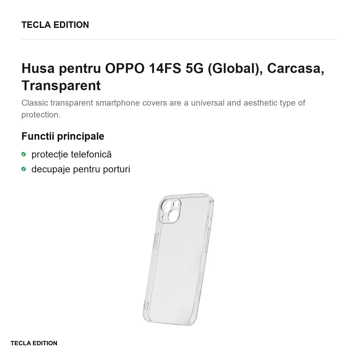 Husa Slim 2 mm pentru OPPO 14FS 5G (Global), Carcasa, Transparent [1]