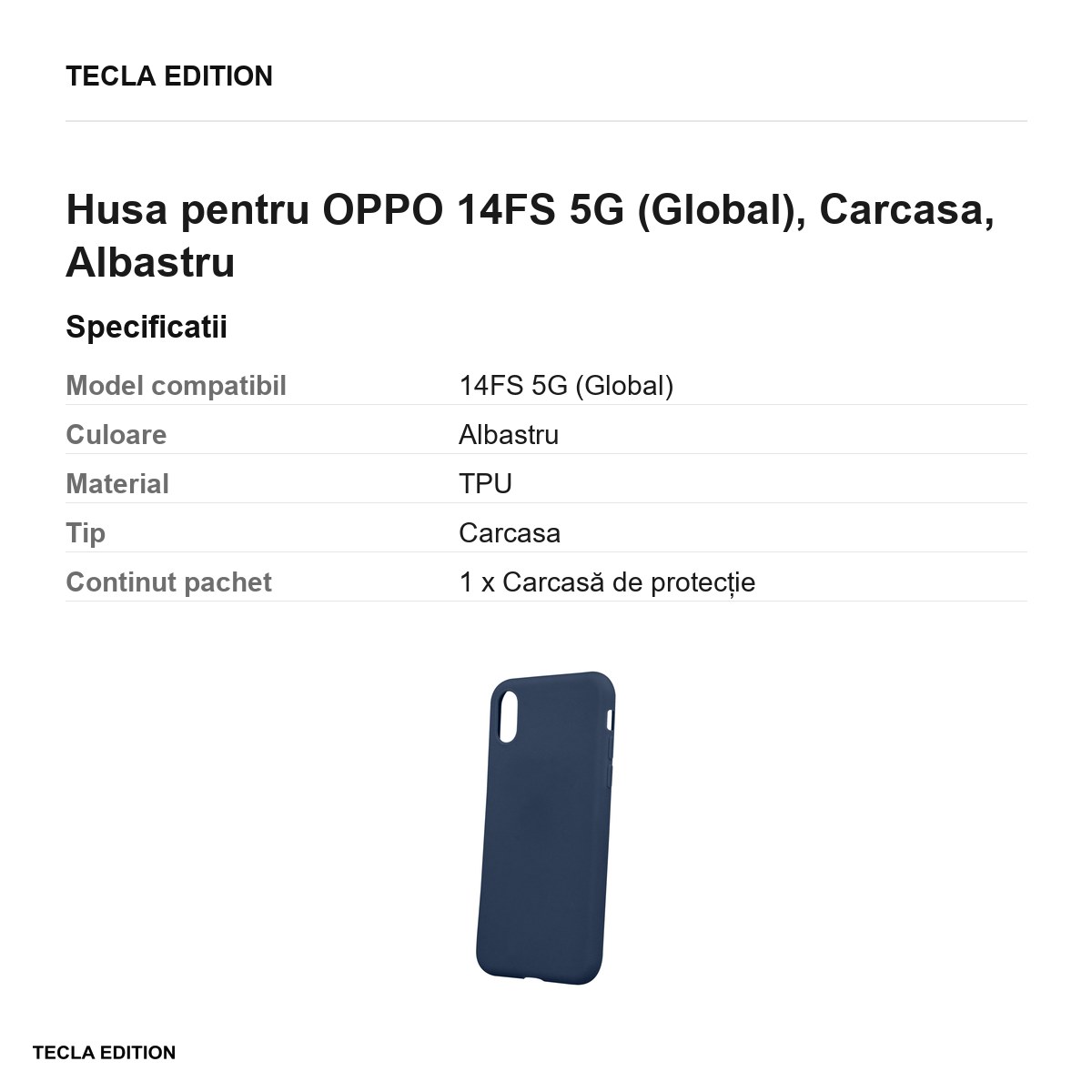 Husa Matt TPU pentru OPPO 14FS 5G (Global), Carcasa, Albastru [2]