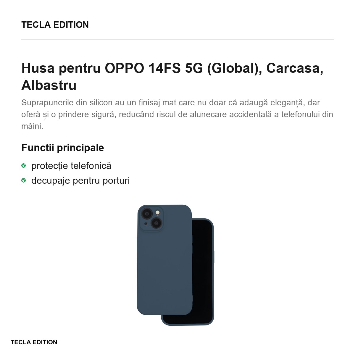 Husa Silicon pentru OPPO 14FS 5G (Global), Carcasa, Albastru [1]