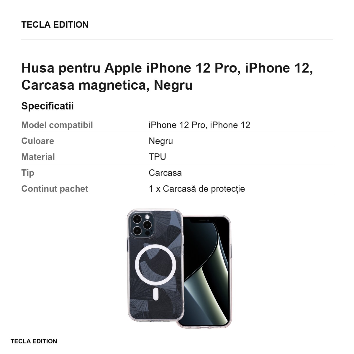 Husa Flash Mag pentru Apple iPhone 12 Pro, iPhone 12, Carcasa magnetica, Negru [2]