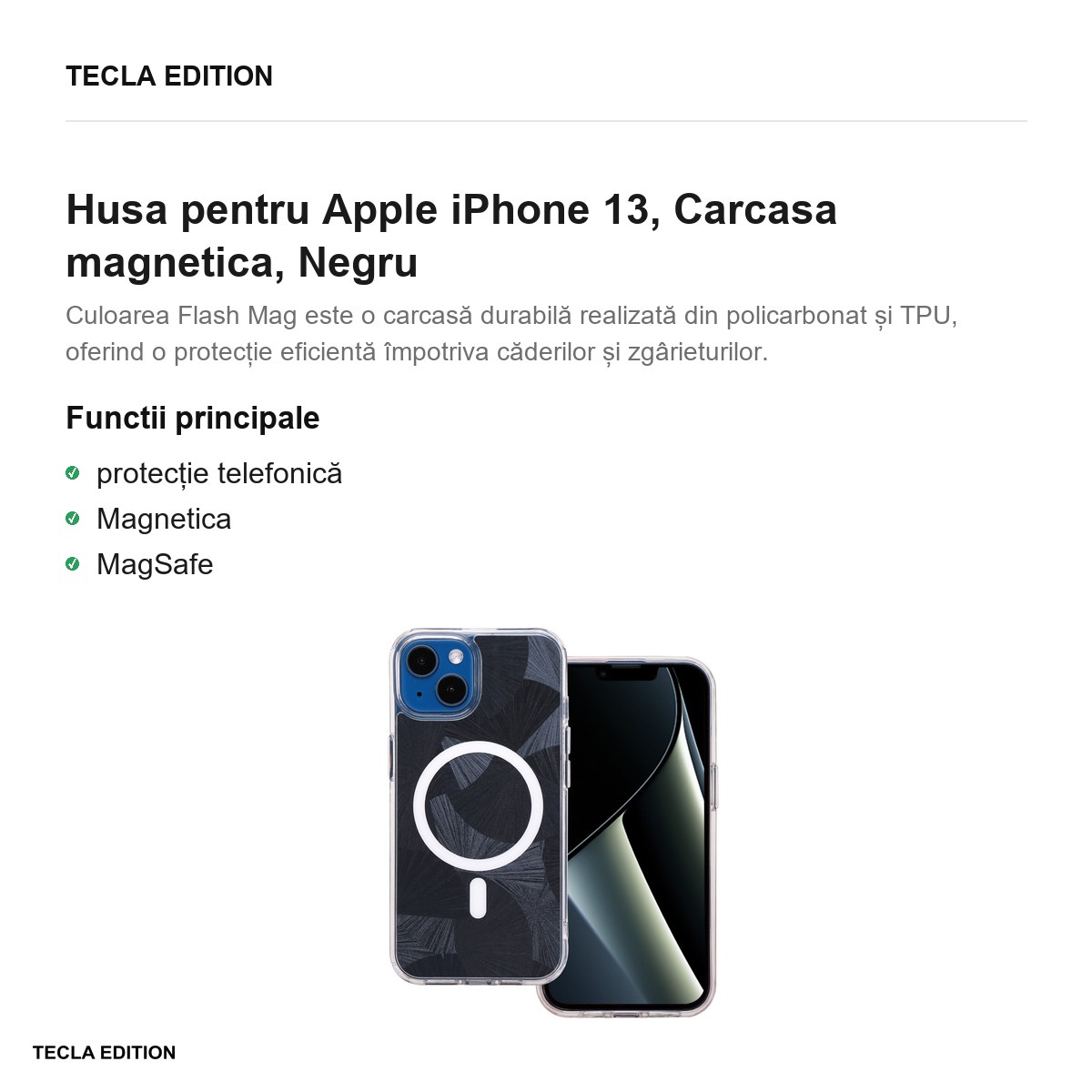 Husa Flash Mag pentru Apple iPhone 13, Carcasa magnetica, Negru [1]