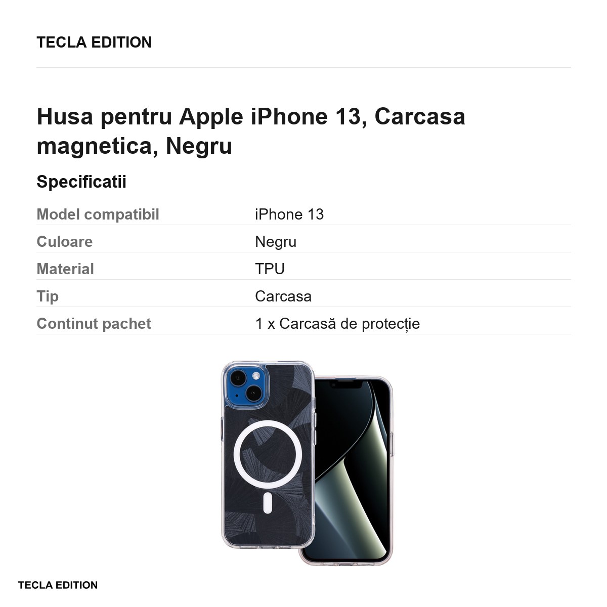 Husa Flash Mag pentru Apple iPhone 13, Carcasa magnetica, Negru [2]