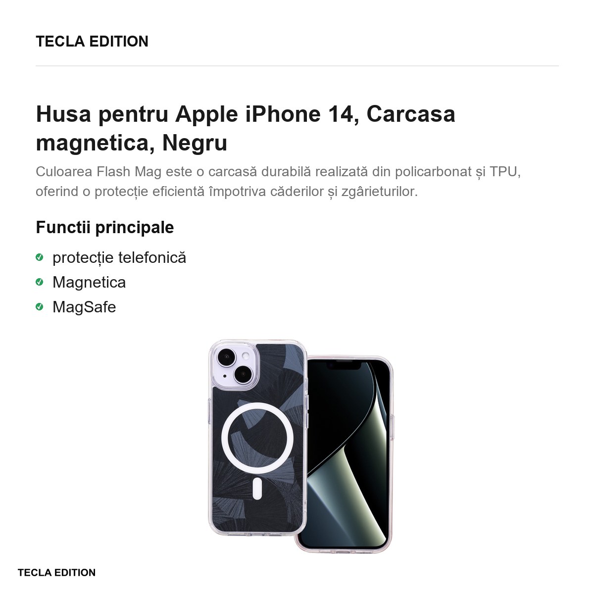 Husa Flash Mag pentru Apple iPhone 14, Carcasa magnetica, Negru [1]