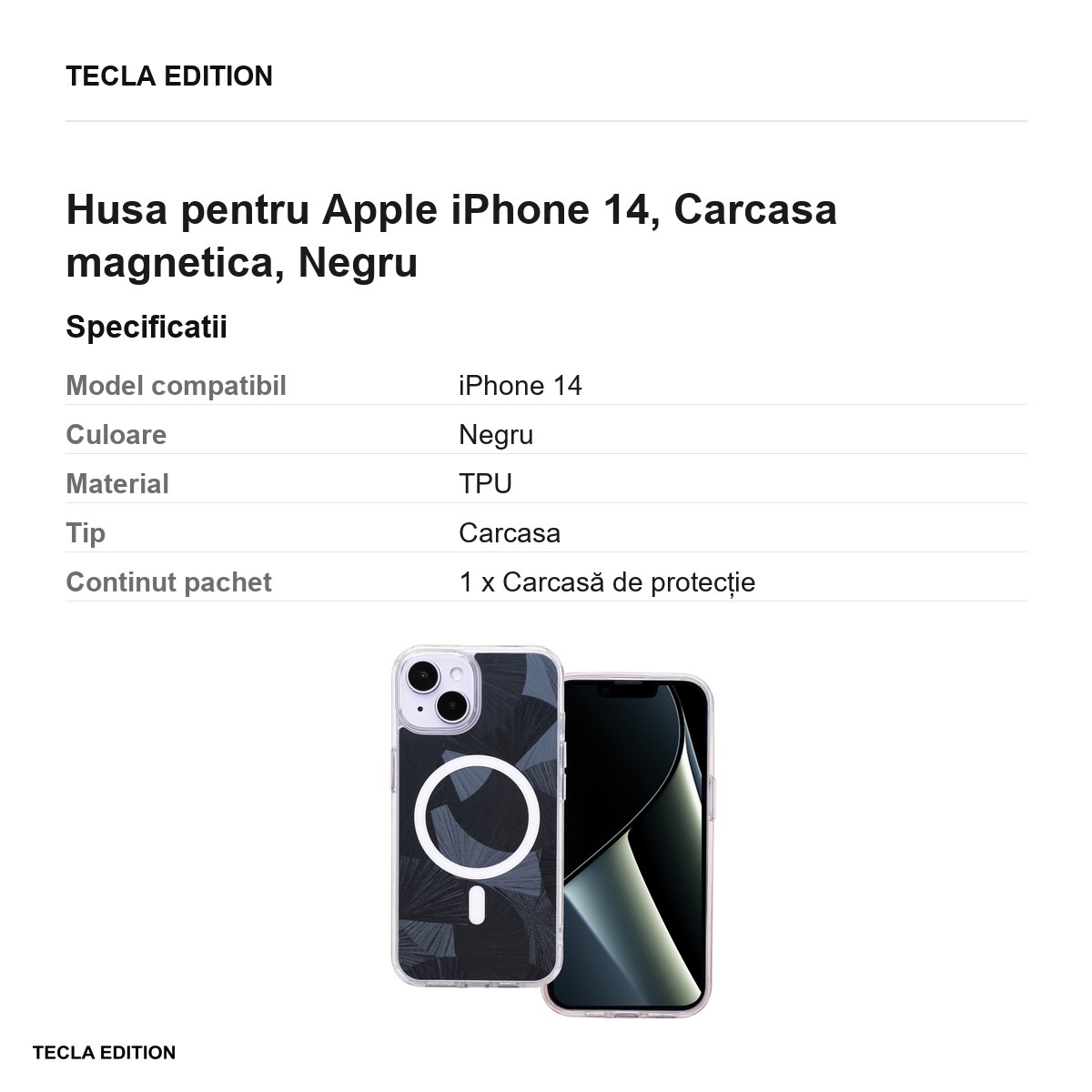 Husa Flash Mag pentru Apple iPhone 14, Carcasa magnetica, Negru [2]