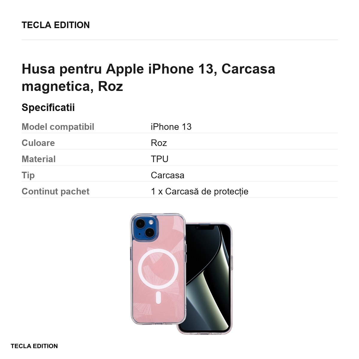 Husa Flash Mag pentru Apple iPhone 13, Carcasa magnetica, Roz [2]
