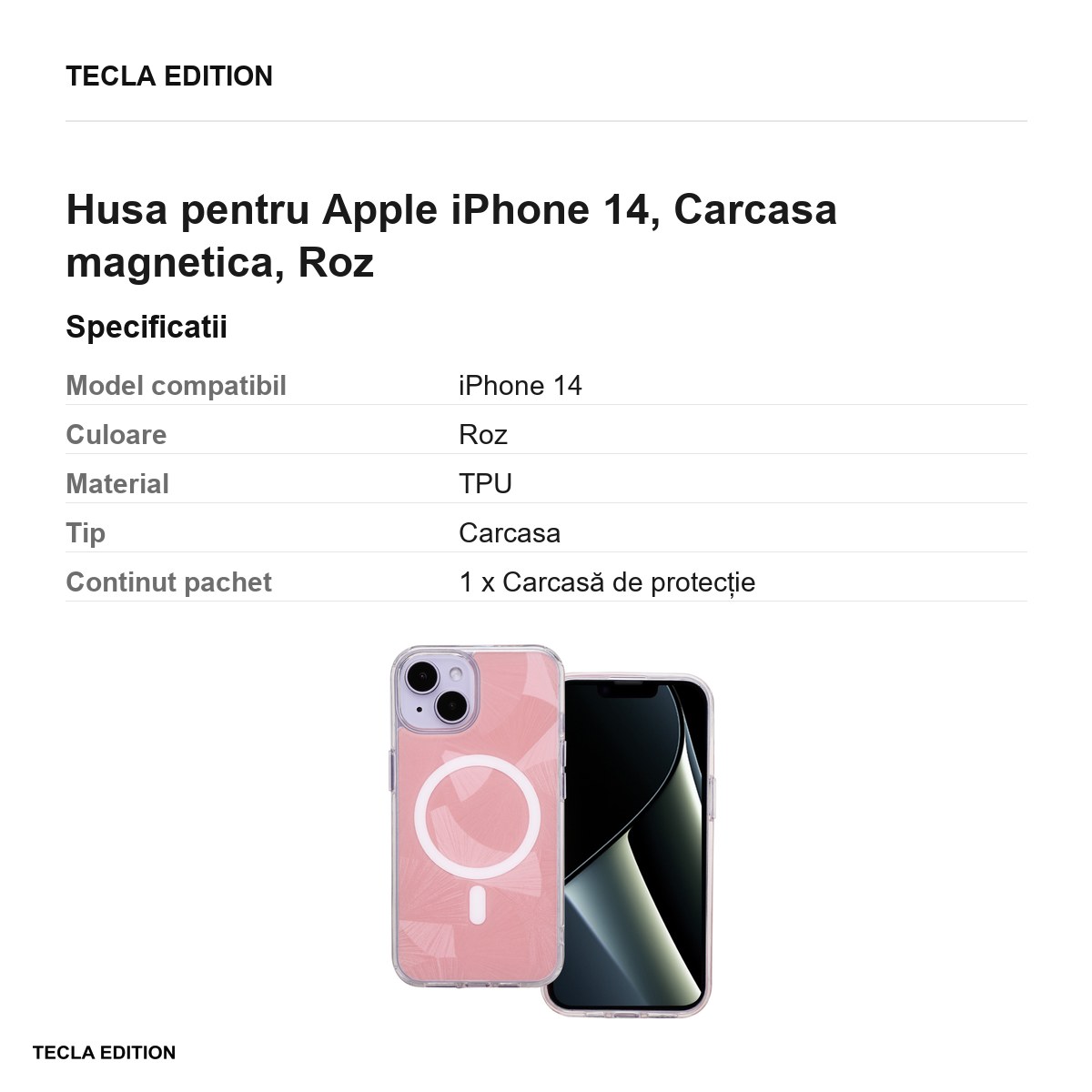 Husa Flash Mag pentru Apple iPhone 14, Carcasa magnetica, Roz [2]