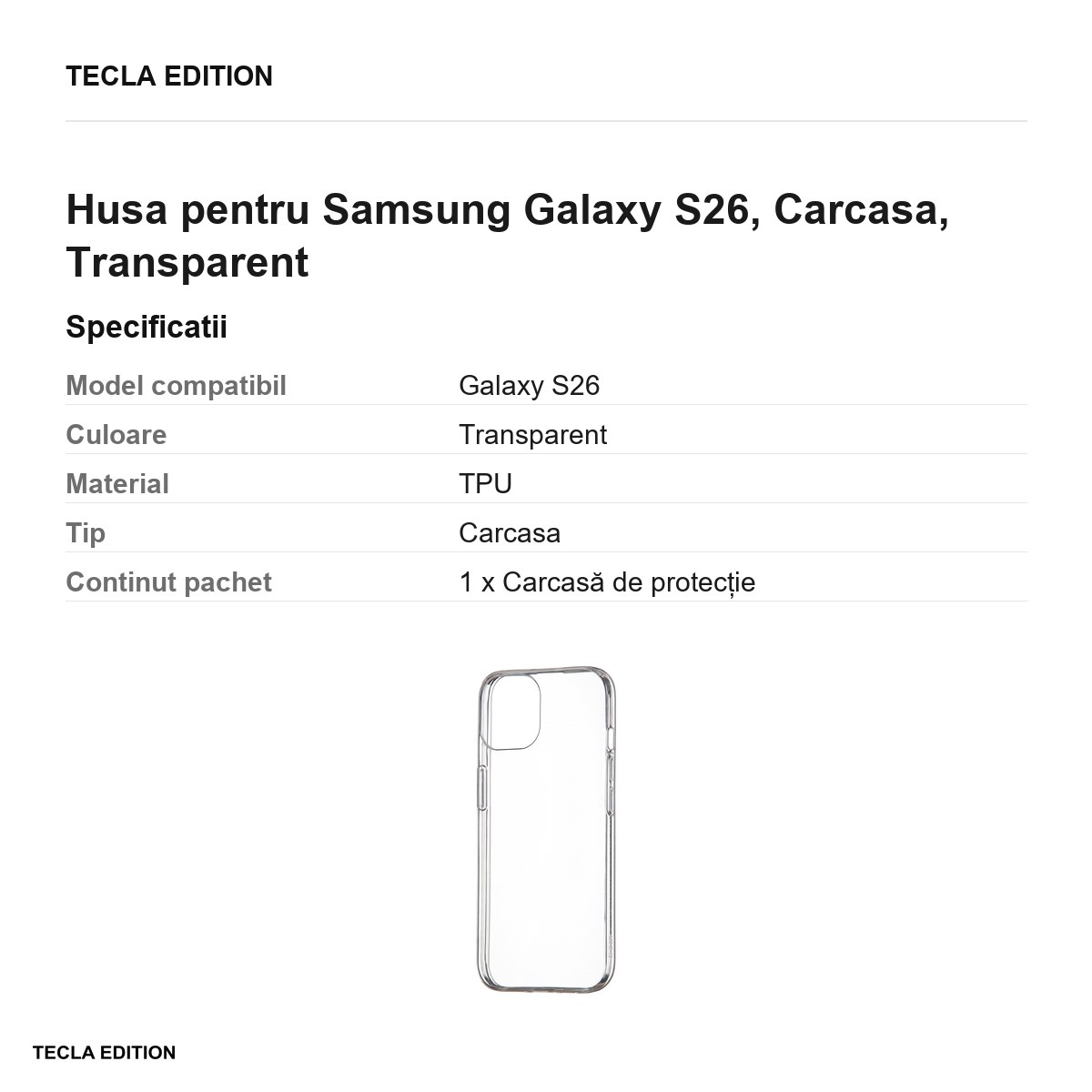 Husa Slim 1 mm pentru Samsung Galaxy S26, Carcasa, Transparent [2]