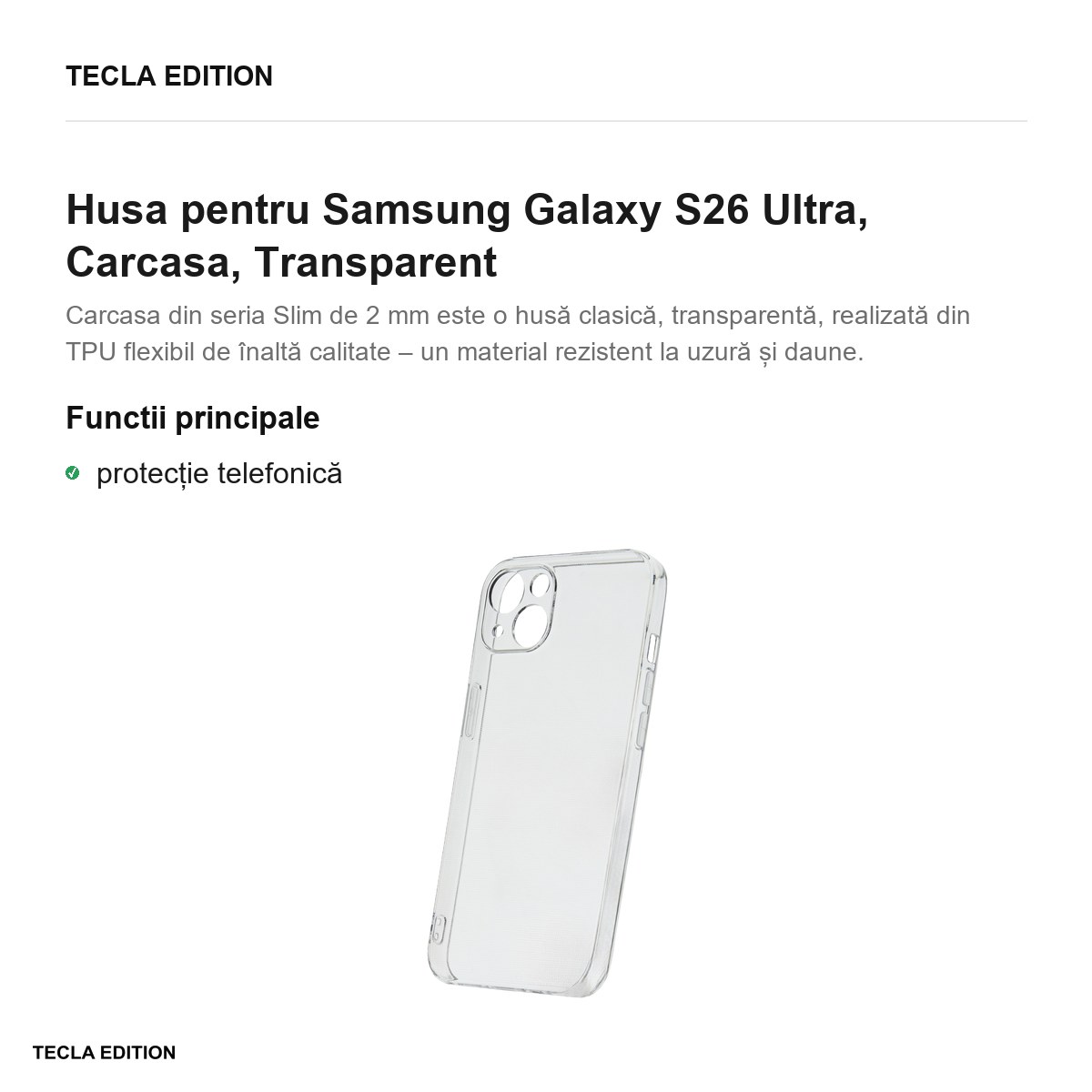 Husa Slim 2 mm pentru Samsung Galaxy S26 Ultra, Carcasa, Transparent [1]