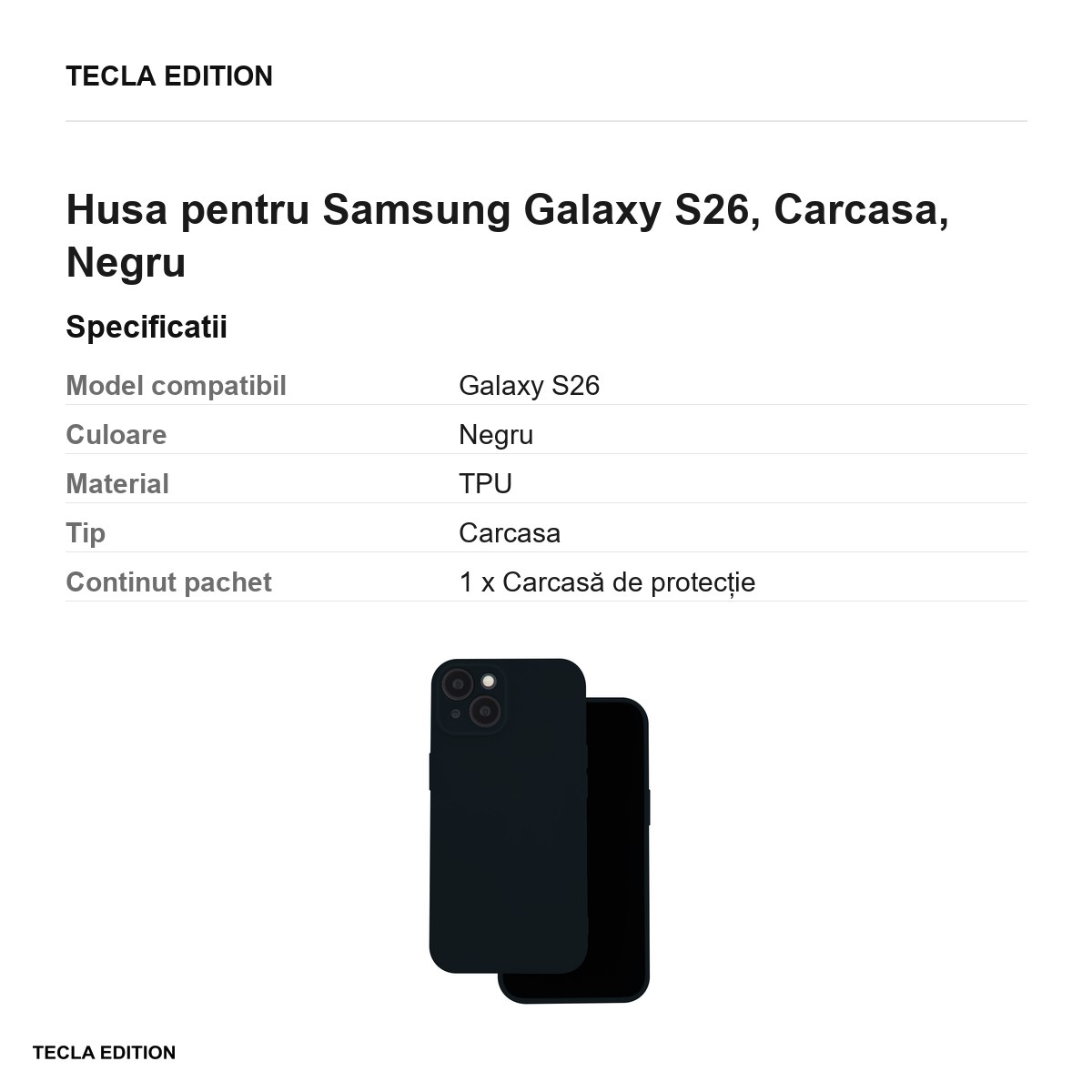 Husa Silicon pentru Samsung Galaxy S26, Carcasa, Negru [2]