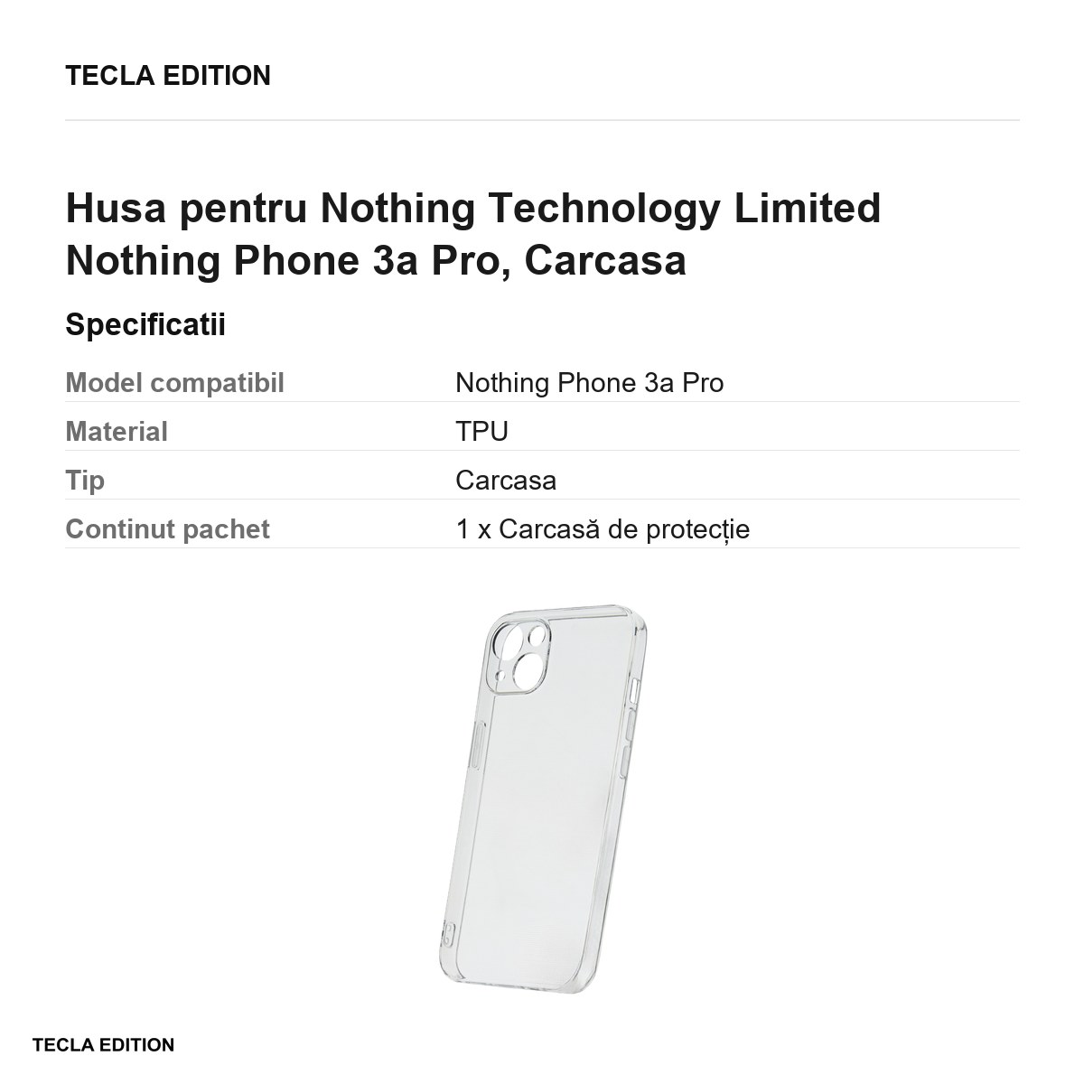 Husa Slim 2 mm pentru Nothing Technology Limited Nothing Phone 3a Pro, Carcasa, Transparent [2]