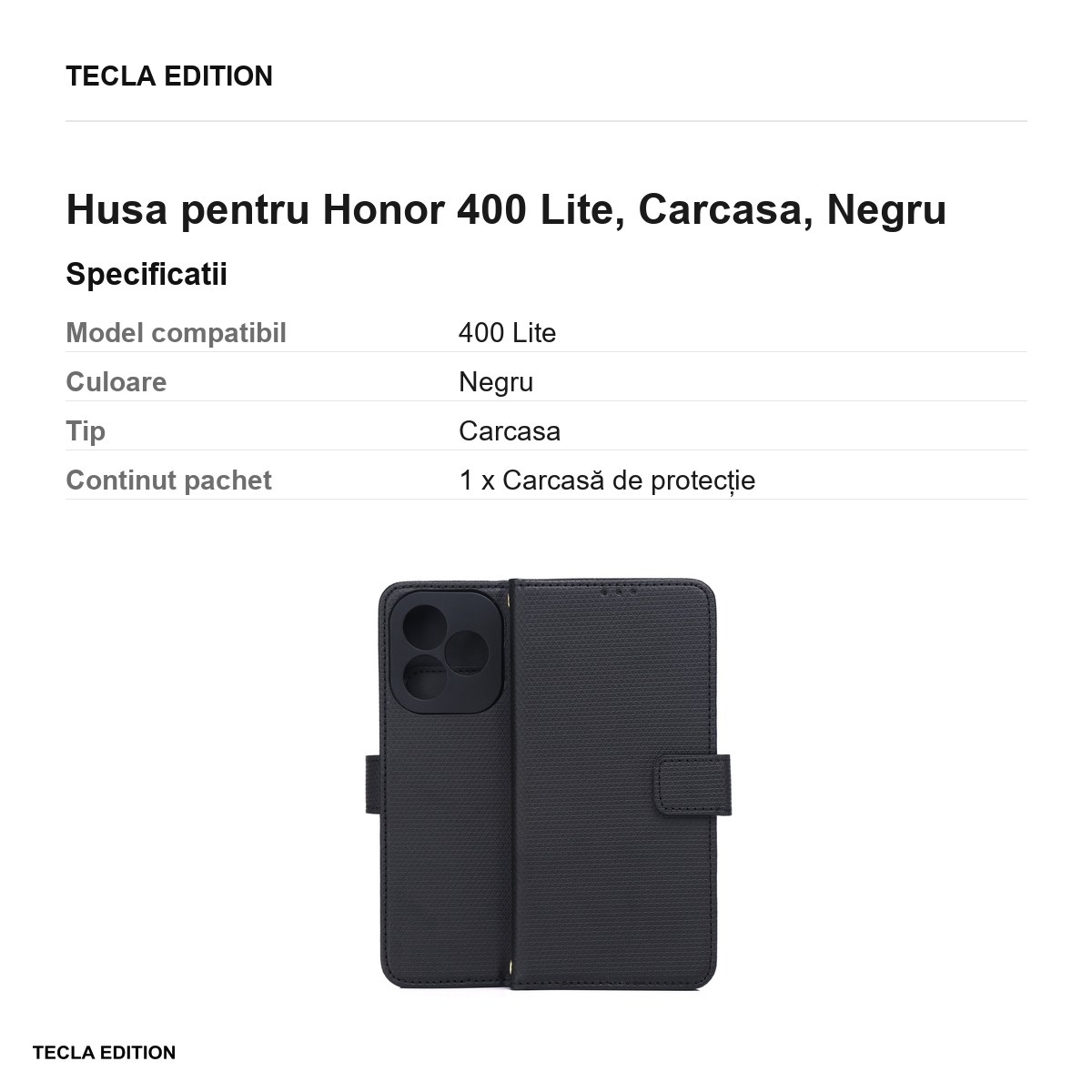 Husa Smart Triangle pentru Honor 400 Lite, tip carte, Negru [2]