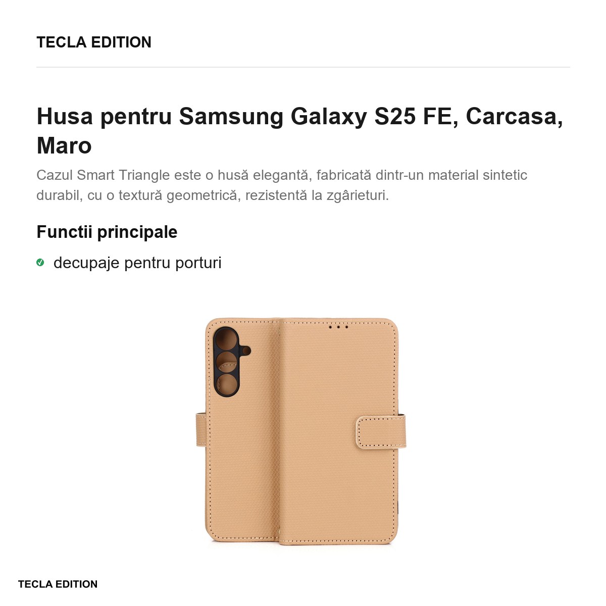 Husa Smart Triangle pentru Samsung Galaxy S25 FE, tip carte, Maro [1]