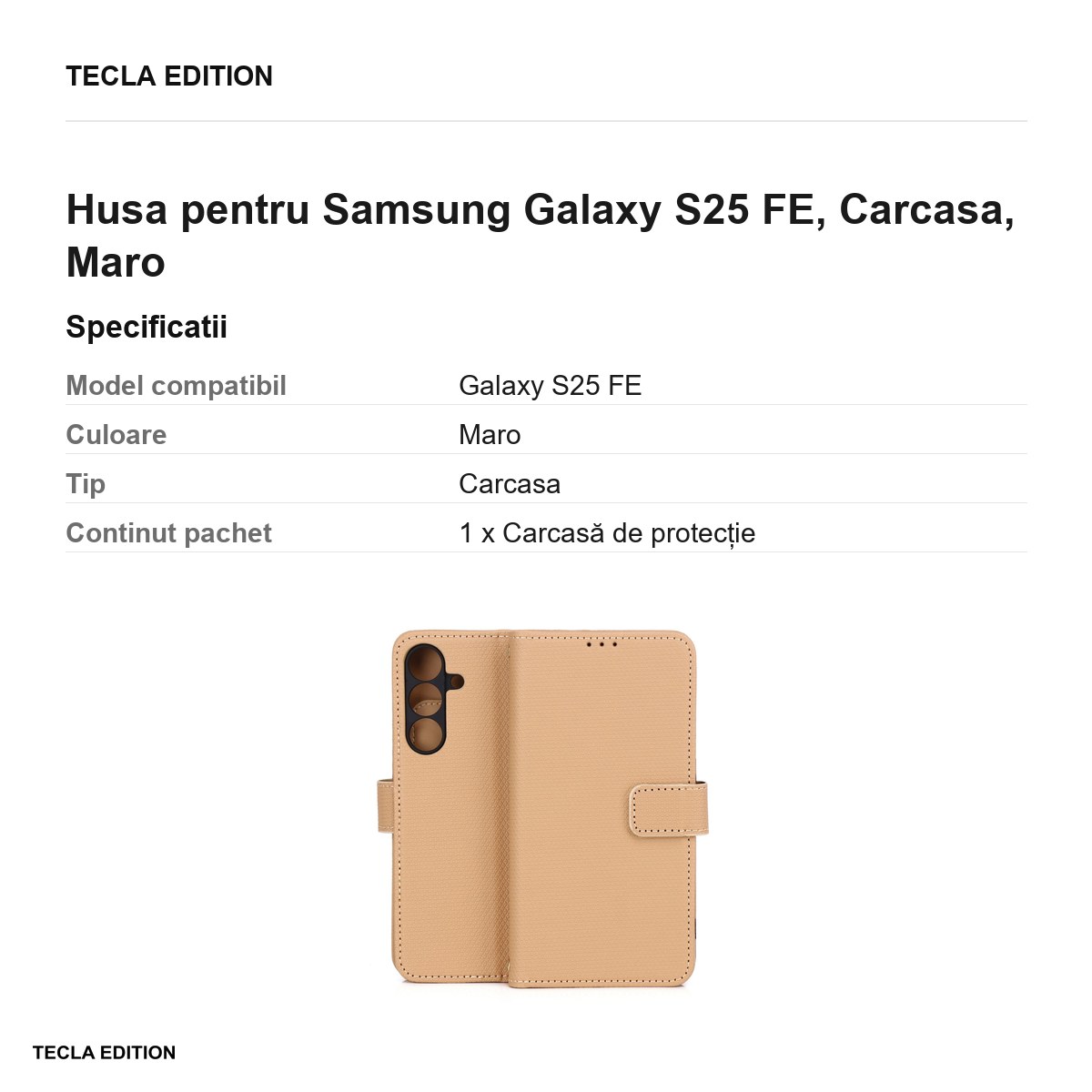 Husa Smart Triangle pentru Samsung Galaxy S25 FE, tip carte, Maro [2]