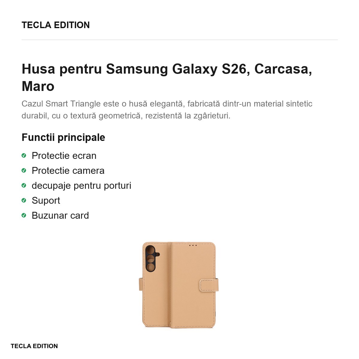 Husa Smart Triangle pentru Samsung Galaxy S26, tip carte, Maro [1]