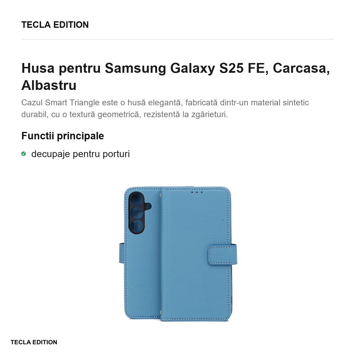 Husa Smart Triangle pentru Samsung Galaxy S25 FE, tip carte, Albastru [1]