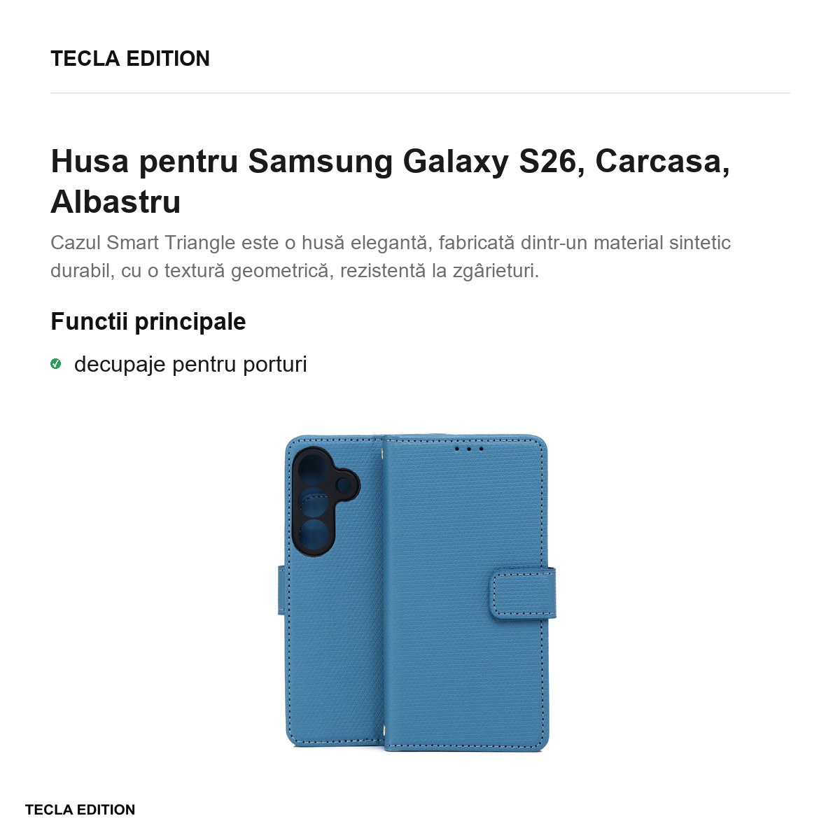Husa Smart Triangle pentru Samsung Galaxy S26, tip carte, Albastru [1]
