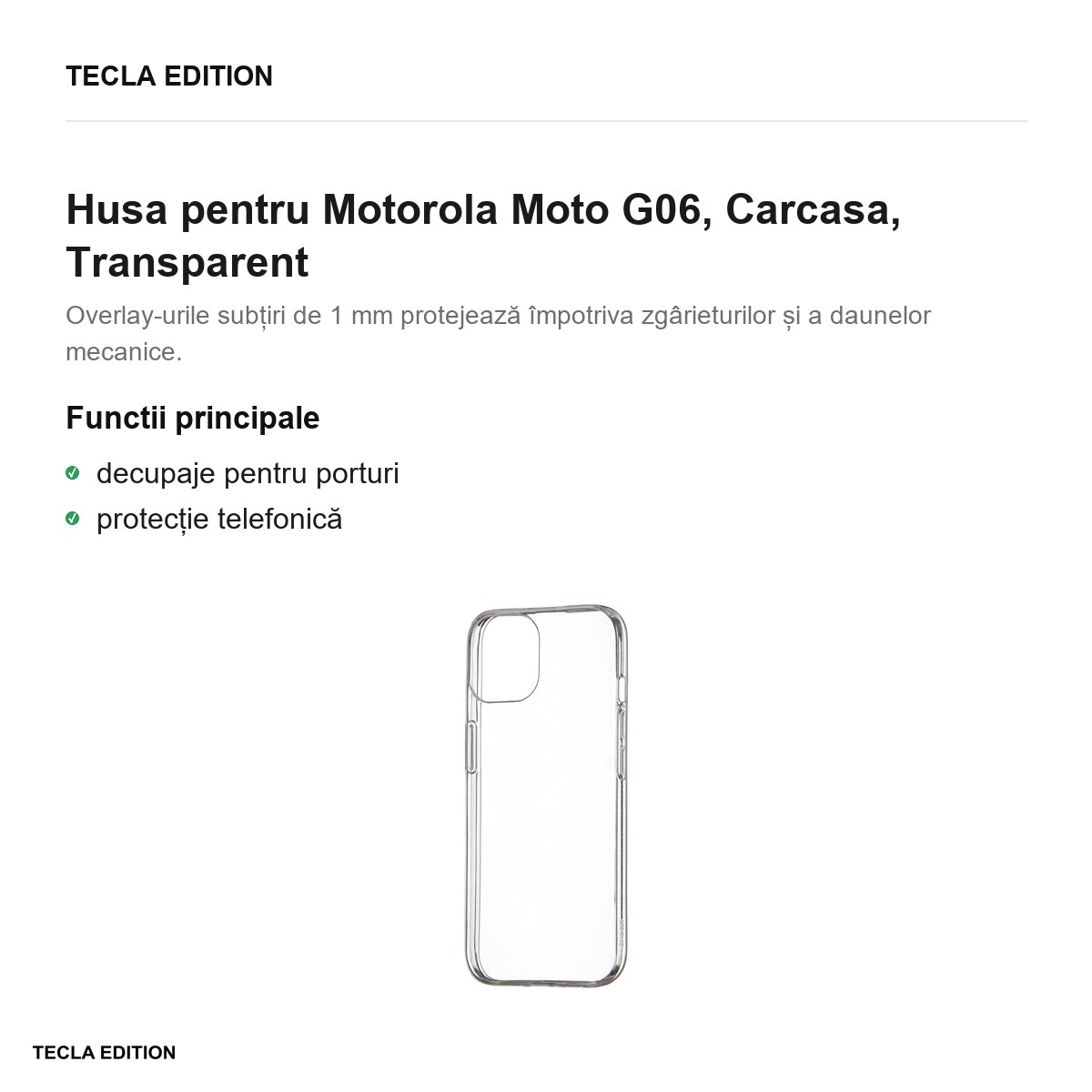 Husa Slim 1 mm pentru Motorola Moto G06, Carcasa, Transparent [1]