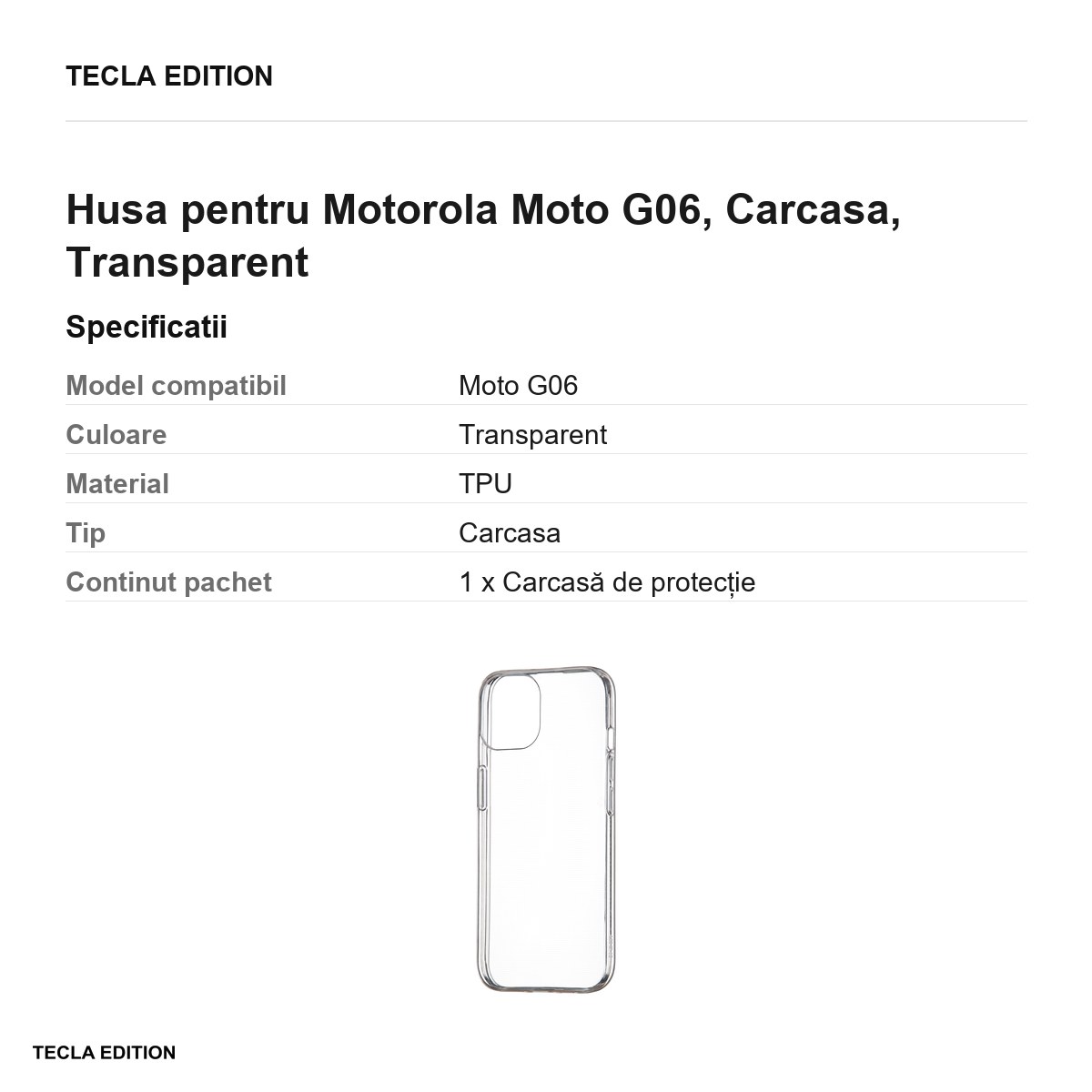 Husa Slim 1 mm pentru Motorola Moto G06, Carcasa, Transparent [2]