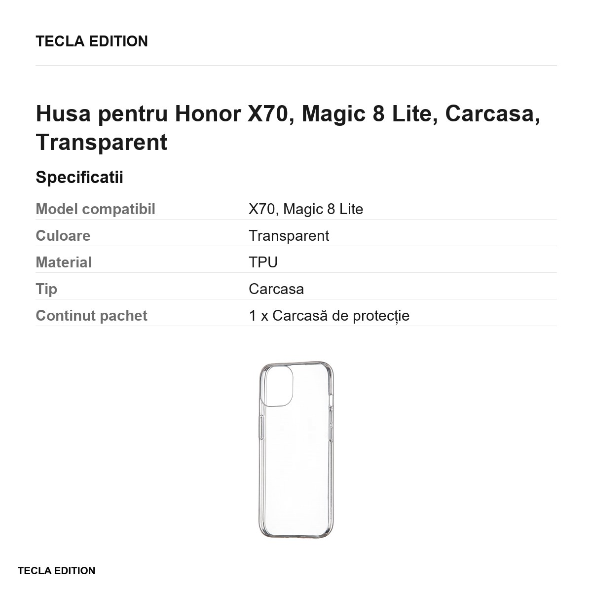 Husa Slim 1 mm pentru Honor X70, Magic 8 Lite, Carcasa, Transparent [2]